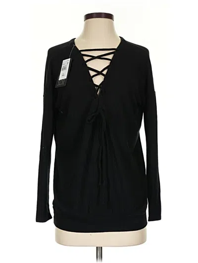 Pre-owned Chaser Long Sleeve Top Black Plunge Neckline Tops