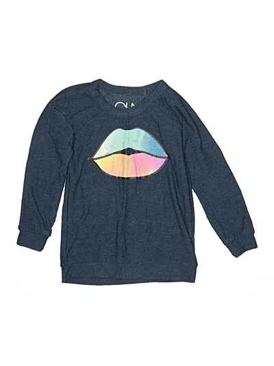 Pre-owned Chaser Kids' Long Sleeve Top Blue Crew Neck Tops