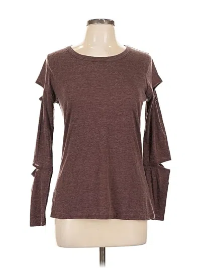 Pre-owned Chaser Long Sleeve Top Brown Keyhole Neckline Tops