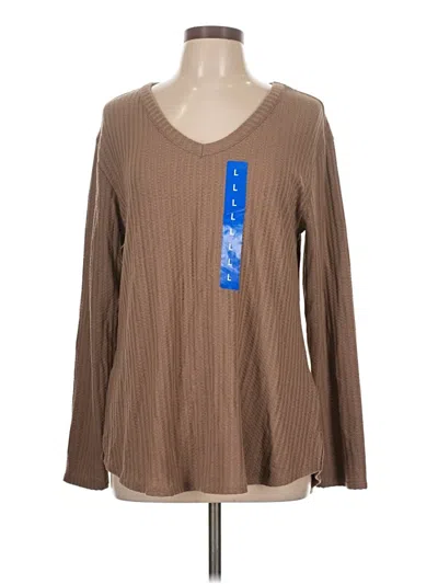 Pre-owned Chaser Long Sleeve Top Brown V-neck Tops
