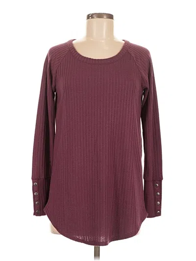 Pre-owned Chaser Long Sleeve Top Burgundy Crew Neck Tops