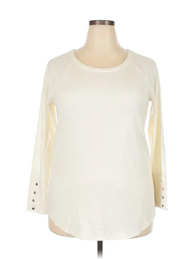 Pre-owned Chaser Long Sleeve Top Ivory Boatneck Tops In White