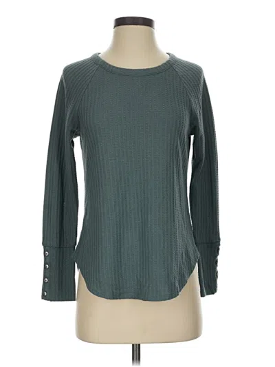Pre-owned Chaser Long Sleeve Top Teal Crew Neck Tops