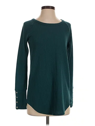 Pre-owned Chaser Long Sleeve Top Teal Solid Pattern Boatneck Tops