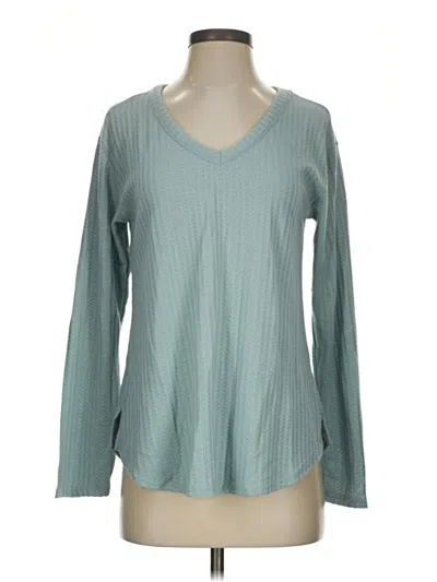 Pre-owned Chaser Long Sleeve Top Teal V-neck Tops
