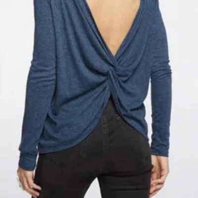 Chaser Long Sleeve Tri-blend Twist Back Pullover In Blue