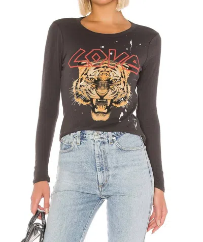 Chaser Love Cat Graphic Tee In Vintage Black In Brown