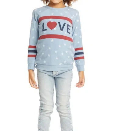 Chaser Kids' Love Stripe Pullover Top In Blue