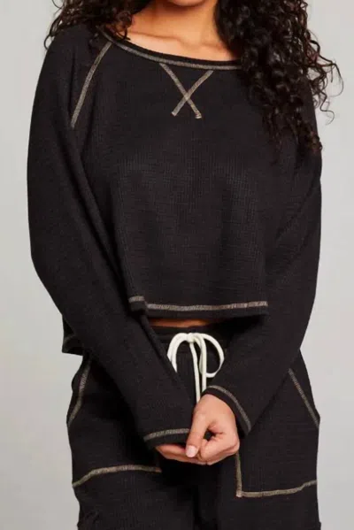 Chaser Lucy Long Sleeve Top In Licorice In Animal Print