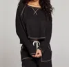 Chaser Lucy Thermal Long Sleeve Top In Licorice In Multi