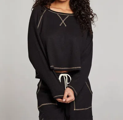 Chaser Lucy Thermal Long Sleeve Top In Licorice In Multi