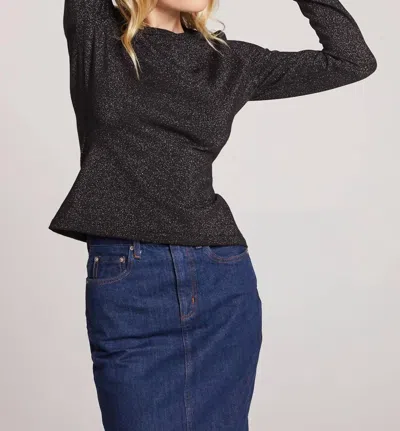 Chaser Lurex Fitted Top In Licorice Black