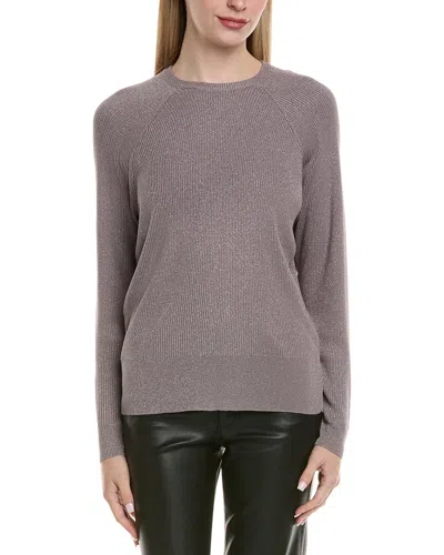 Chaser Lurex Rib Knit Cosmo Pullover In Brown