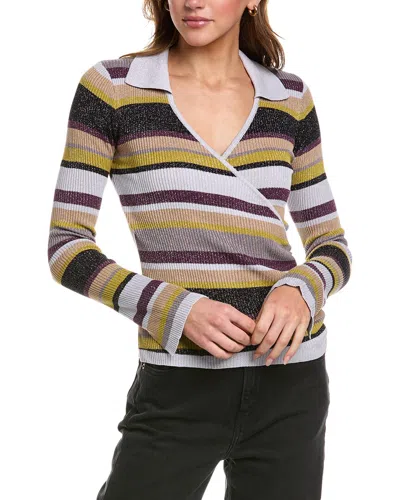 Chaser Lurex Stripe Sweater In Metallic