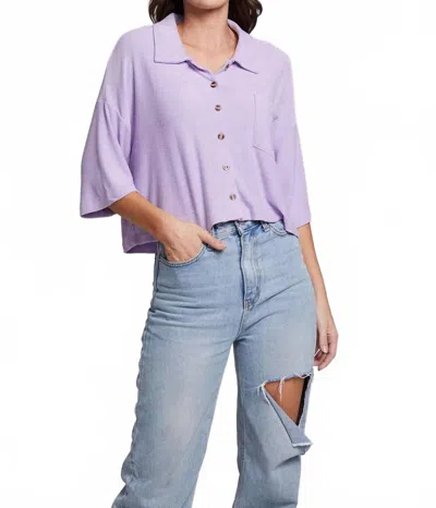 Chaser Marine Crop Button Down In Lavender In Purple