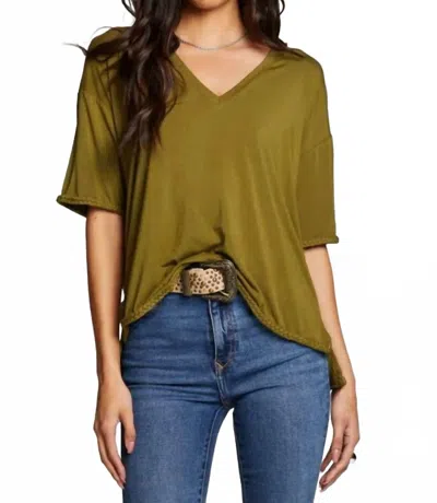 Chaser Mason V Neck Top In Sphagnum In Green