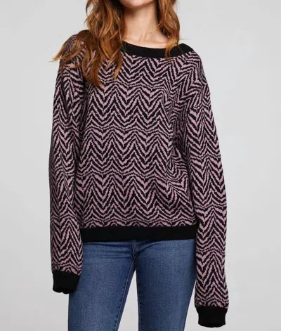 Chaser Melrose Sweater In Black/purple In Brown