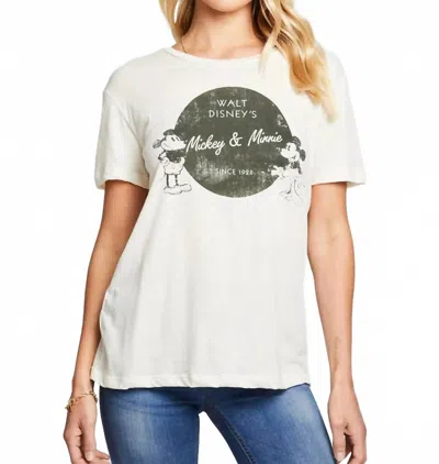 Chaser Mickey Mouse & Minnie Mouse Recycled Vintage Tee In Off White