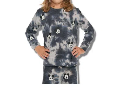 Chaser Kids' Mickey Toss Hacci Pullover In Tie Dye In Blue