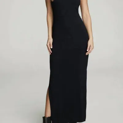 Chaser Mock Neck Open Back Maxi Dress With Side Slit In True Black