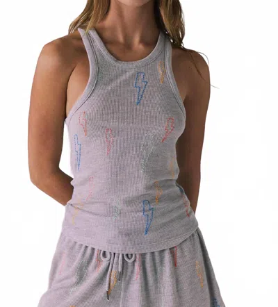 Chaser Neon Bolt Stitches Tank In Grey Multi In Gray