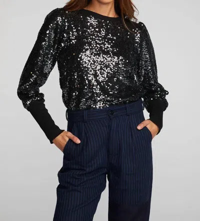 Chaser Nightingale Sequin Pullover In Black