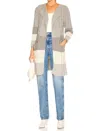 Chaser Open Front Duster Sweater With Pockets In Sunset In Gray