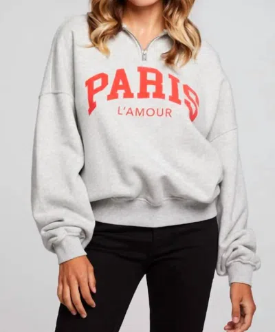 Chaser Paris L' Amour Pullover In Heather Grey