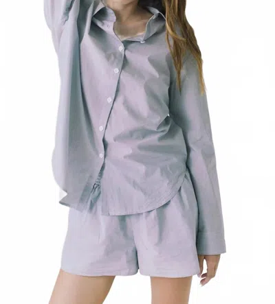 Chaser Paso Pinstriped Button Up Top In Blue