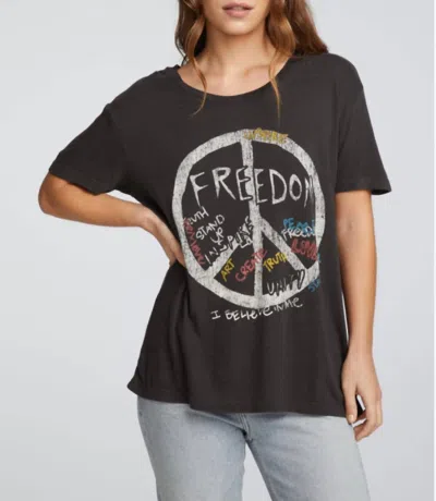 Chaser Peace Sign Short Sleeve Graphic Tee In Black