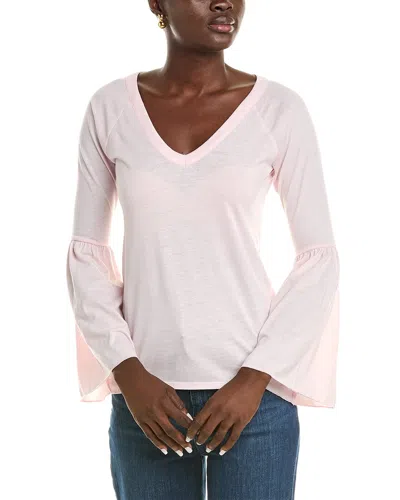 Chaser Peplum Sleeve Raglan T-shirt In Pink
