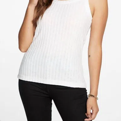 Chaser Poor Boy Rib High Neck Racerback Tank Top In White