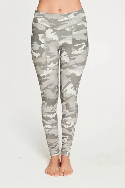 Chaser Quadrablend Paneled Ribbed Legging In Camo Print In Multi