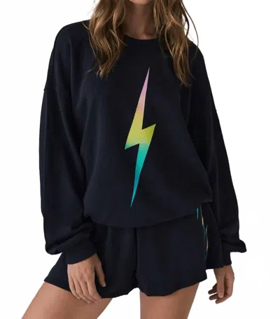 Chaser Rainbow Gradient Bolt Sweater In Black