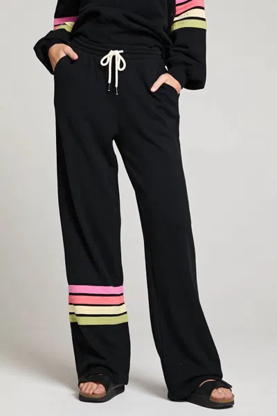 Chaser Rainbow Stripe Sweatpants In True Black