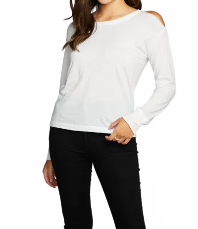 Chaser Recycled Vintage Jersey Vented Long Sleeve Drop Shoulder Crew Neck In White