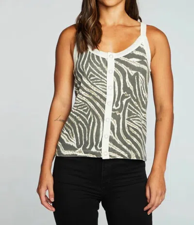 Chaser Recycled Vintage Rib Tank In Zebra Print In Multi