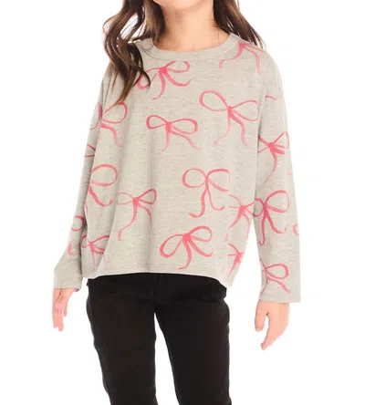 Chaser Red Bows Long Sleeve Tee In Grey In Brown