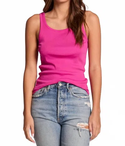 Chaser Relaxed Ribbed Tank In Electric Fuchsia In Pink