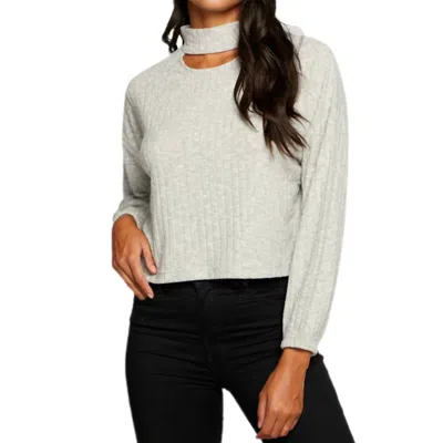Chaser Rib Blouson Sleeve Pullover In Heather Grey In Gray