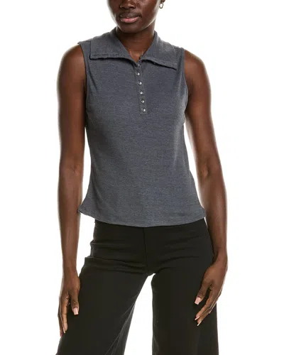 Chaser Rib Knit Button Down Tank Top In Gray