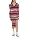 Chaser Rib Knit Palm Midi Dress In Red
