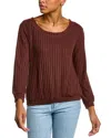 Chaser Rib Shirring Pullover In Brown