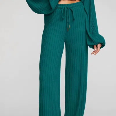 Chaser Ribbed Knit Blouson Hem Joggers In Green