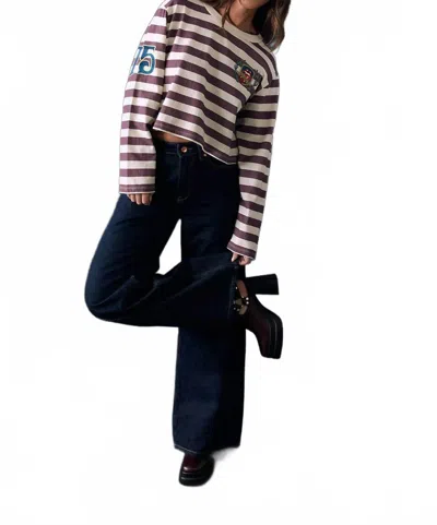 Chaser Rolling Stones Rugby Stones Logo Cropped Pullover In Stripe In Black