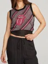 Chaser Rolling Stones Tongue Stripes Top In Red Diagonal Stripe In Multi