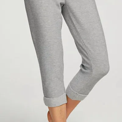 Chaser Rpet Cozy Knit Cropped Roll Hem Jogger In Heather Grey