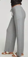 Chaser Rpet Cozy Knit Wide Leg Rib Panel Pants In Heather Grey In Grey
