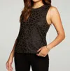 Chaser Rpet Vintage Jersey Muscle Tank, In Black Foil Leopard In Multi