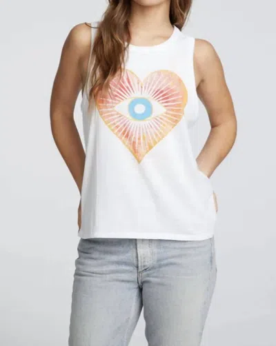 Chaser Rpet Vintage Jersey Slit Back Third Eye In Cw9007-cha6863-wht In Multi